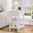 thumbnail image 6 of Side Table for Living Room, Small End Table with Drawer & Storage Shelve Black Narrow Nightstand Wooden Bedside Table for Small Spaces Bedroom and Office, 6 of 7
