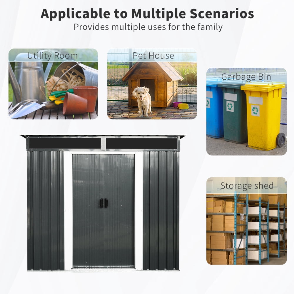 All-Weather 6x5FT Storage Shed - Steel Construction with Locking Doors & Clear Polycarbonate Windows