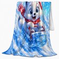 thumbnail image 2 of Playful Fox Sled Adventure Winter Snow Scene Vibrant, Peaceful Mountain Lake Scene, Warm Flannel Blanket for Cabin and Lodge, Outdoor Lovers Camping Gift, Playful Home Decor, 2 of 9