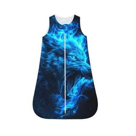 

Rocae Blue Fire Wolf for Baby Unisex Sleeping Bag Sack Blanket baby sleep sack Wearable Blanket for Newborns Boys Girls-Small