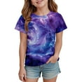 thumbnail image 2 of YMNXA Big Kids Girls T Shirts Short Sleeve Round Neck Star Print Comfortable Breathable Top For Everyday Wear Navy 3-4 Years, 2 of 4