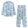 thumbnail image 3 of DISNIMO Snowman Star Printed Pajama for Women Set Soft Long Sleeve Top Wide Leg Pants Button Down Sleepwear 2 Piece Pj Lounge Set with Pockets, 3 of 7