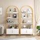 thumbnail image 5 of 71.5-pulgada de altura arched estante con doors almacenamiento - industrial book estante con sturdy metal frame y quality boards, freestanding para exposición shelving in gold, 5 of 5