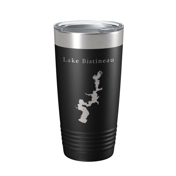 Lake Bistineau Map Tumbler Travel Mug Insulated Laser Engraved Coffee Cup Louisiana 20 oz Black