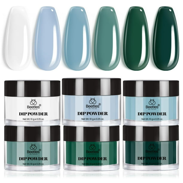 Kit de polvos para uñas Beetles, 6 colores, con decoración de uñas francesa