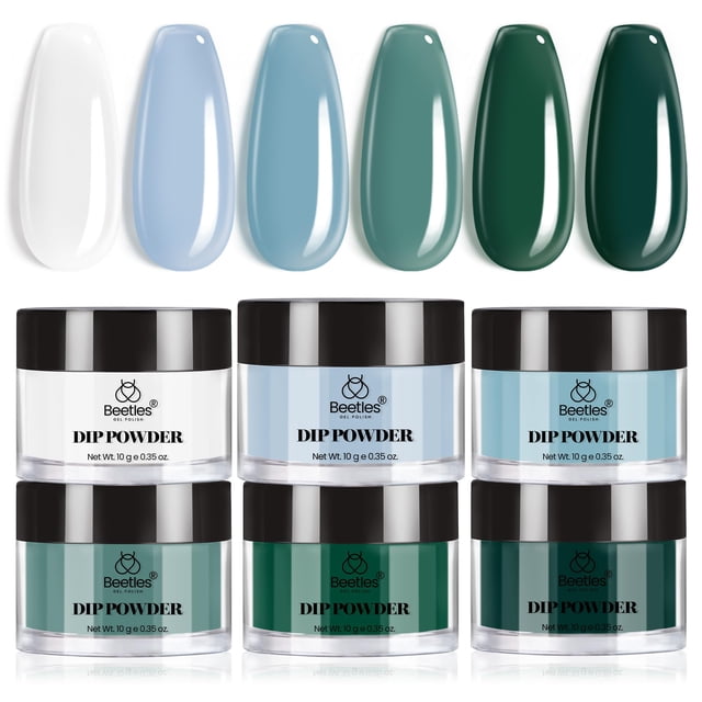 Kit de polvos para uñas Beetles, 6 colores, con decoración de uñas francesa
