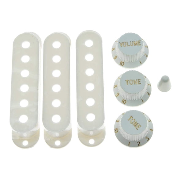 KAISH White ST Strat Pickup cubre perillas y tapa de punta de interruptor de 5 vías