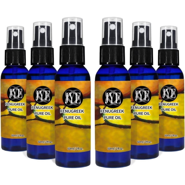 JYE Aceite de Fenogreco Natural Redondea tus curvas! Kit de 6 botellas de 60ml cada una. Altamente hidratante, absorción inmediata. Reafirmante, masajes para aumento