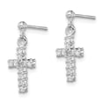 thumbnail image 2 of 925 Sterling Silver Rhodium-plated CZ Cross Post Dangle Earrings; for Adults and Teens; for Women and Men, 2 of 3
