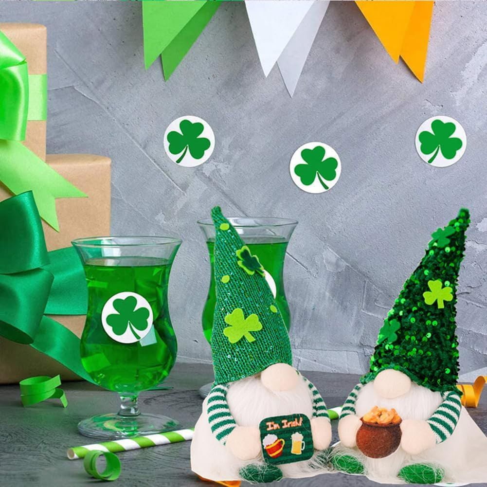 2PC St Patricks Day Gnomes with Lights- Sequins Hat Gnome Plush Decorations Home Table Ornament St. Patrick's Day Gift