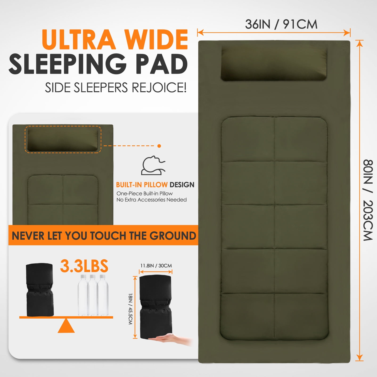 Floor Mattress  Camping Cot Mattress 80" x 36"  XXL Sleeping Pad Versatile Japanese Tatami Futon Pad for Home Outdoor