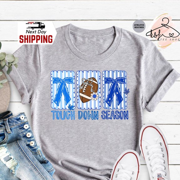 Colorful Football Game Day Shirt Coquette Bow Cheer Football Tee
