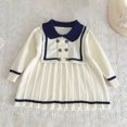 thumbnail image 4 of Zwiiyzr 2024 1-5T Toddler Baby Girls Princess Dress Ruffle Doll Collar Sweater Long Sleeve Knit Pleated Dress for Birthday Party White, 4 of 5