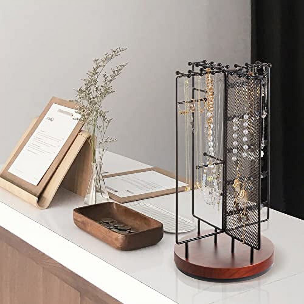 ProCase 360 Rotating Jewelry Organizer Stand Earring Holder Organizer, Spinning Necklace Holder Earrings Display Rack Jewelry Tower Bracelet Holder (