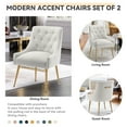 thumbnail image 6 of SEYNAR Elegant Tufted Upholstered Dining Chairs Set of 6, Velvet Side Accent Chair with Golden Legs for Dining Room,Vanity Chair(White), 6 of 9