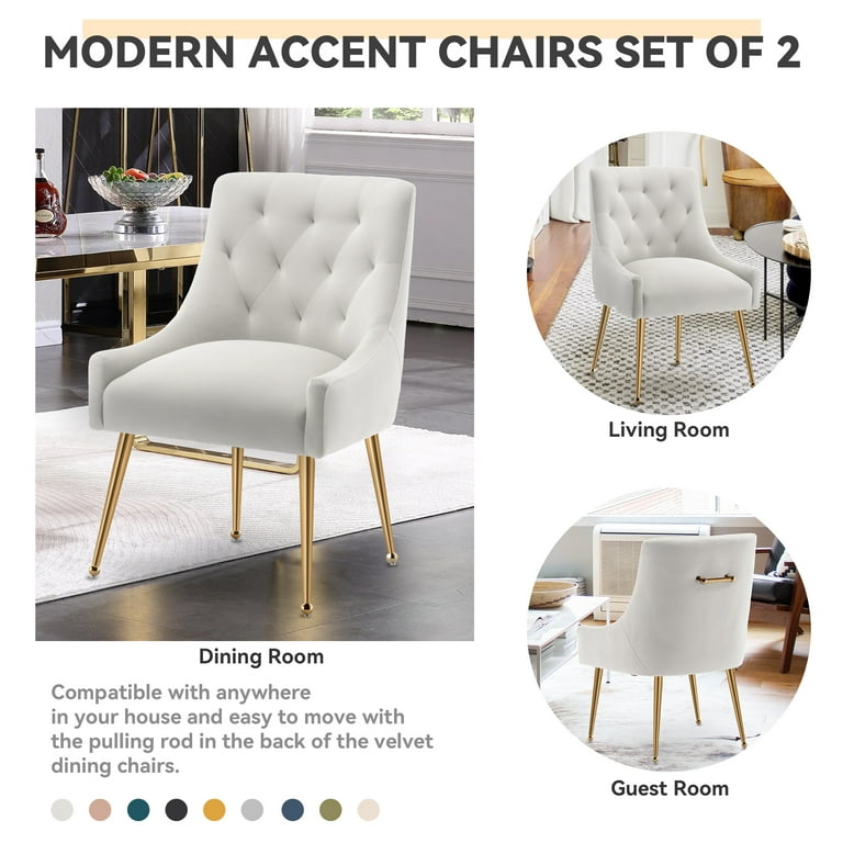 SEYNAR Tufted Upholstered Dining Chairs Set of 6, Velvet Accent