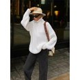 thumbnail image 3 of Femmes Oversize Col Roulé Pulls Tricotés Automne Hiver Casual Manches Longues Pulls Élégantes Robes Chaudes Pull, 3 of 3