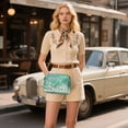 thumbnail image 6 of FORMRS Women Crossbody Purse with Chain Strap Vegan Leather Shoulder Handbag, Green and White Pattern, 6 of 7