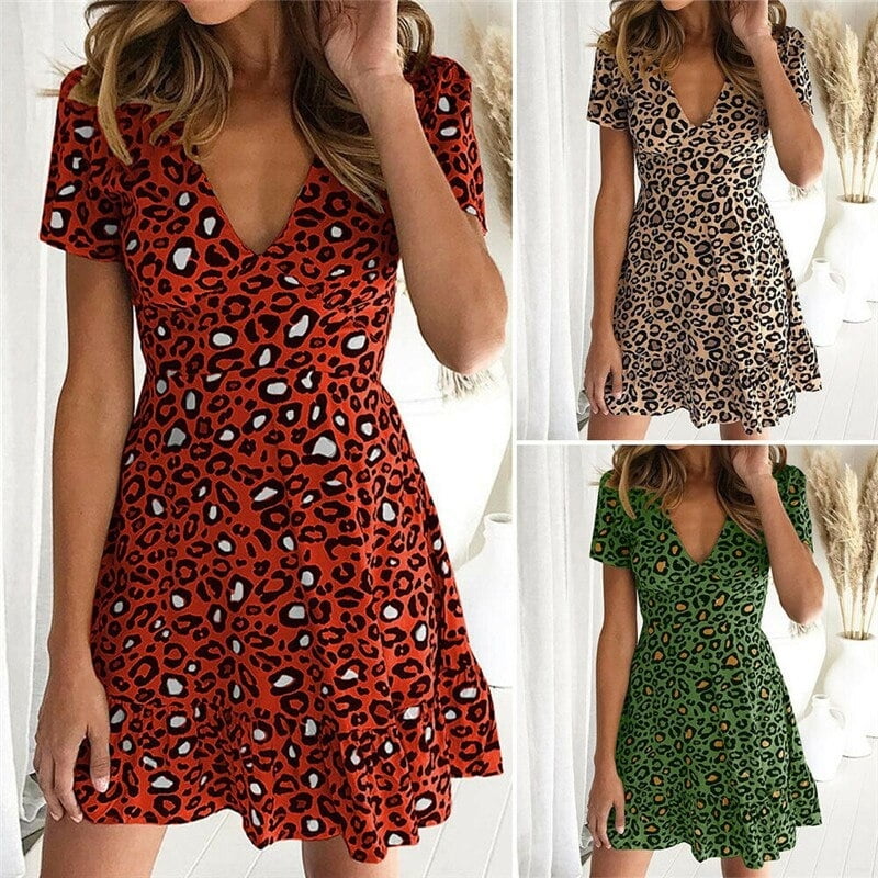 leopard print a line dress