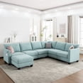 thumbnail image 4 of LHYY Modular combination sofa,large combination sofa,U-shaped sofa with storage ottoman and USB ports,modern oversized corner sofa,suitable for living room,6-seater beige sofa,122.8 inches (Blue), 4 of 10