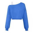 thumbnail image 7 of Kids Girls Off Shoulder Long Sleeve Crop Sweatshirt, Comfort Casual Outerwear Top For Medium & Large Size Children Blue 11-12 Years, 7 of 7