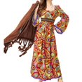thumbnail image 2 of Disfraz hippie para mujer Fernando años 60 y 70 vestido con diadema chaleco con borla M, 2 of 8