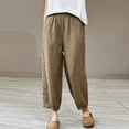 thumbnail image 2 of ShomPort Cotton Linen Lantern Pants for Women Summer Boho Wide Leg Pants Elastic Waist Vacation Pants with Pockets, 2 of 7