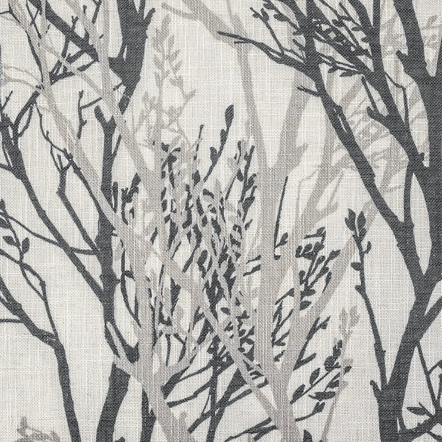 DriftAway Tree Branch Linen Blend Abstract Ink Printing Lined Window Curtain Valance Grey 52'' width x 24'' length