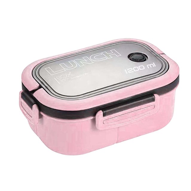Contenedor de almuerzo Bento Box Sunnimix 2 Capas 3 compartimentos Fácil de Limpiar portátil Rosa roja