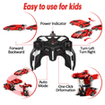 thumbnail image 6 of Anpro RC Transform Car Toy, 2.4Ghz Remote Control Transform Car Robot Toy, 1:18 Scale One-Button Deformation Race Car Toys for Boys Girls Ages 4-12, Red, 6 of 8