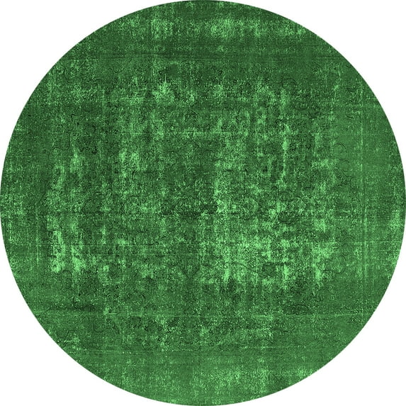 Ahgly Company Indoor Round Oriental Emerald Green Industrial Area Rugs, 8' Round