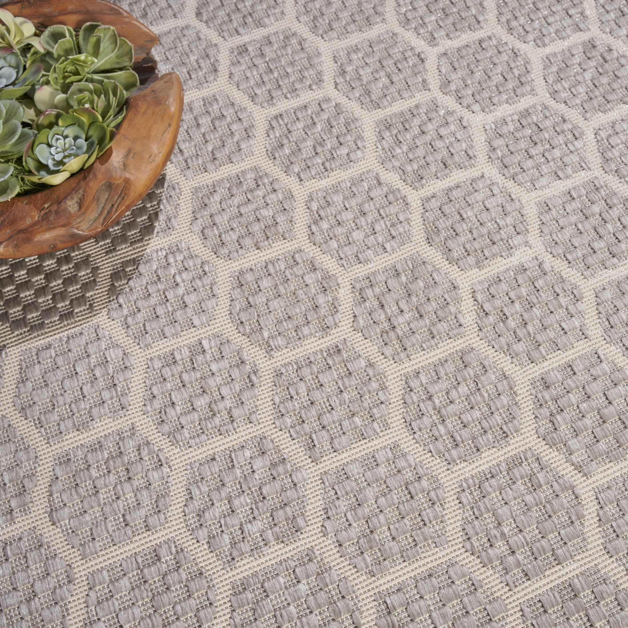 Nourison Twist Reversible 8' x Round Grey Modern Rug