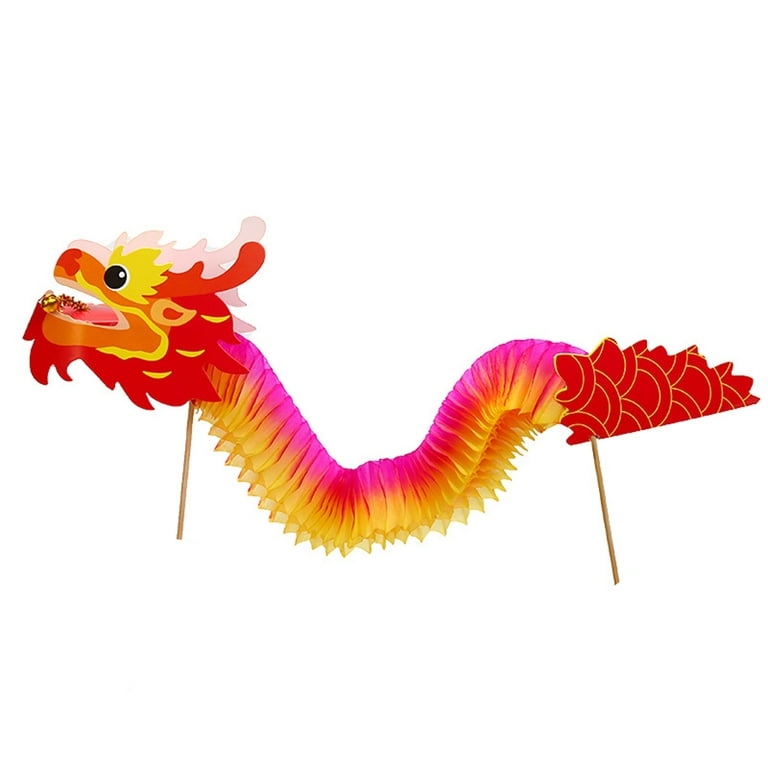 Hesroicy 3Pcs Paper Dragon Toy Handmade Chinese Dragon Shape 3D Design DIY  Dragon Decor Paper Craft Material for Kindergarten