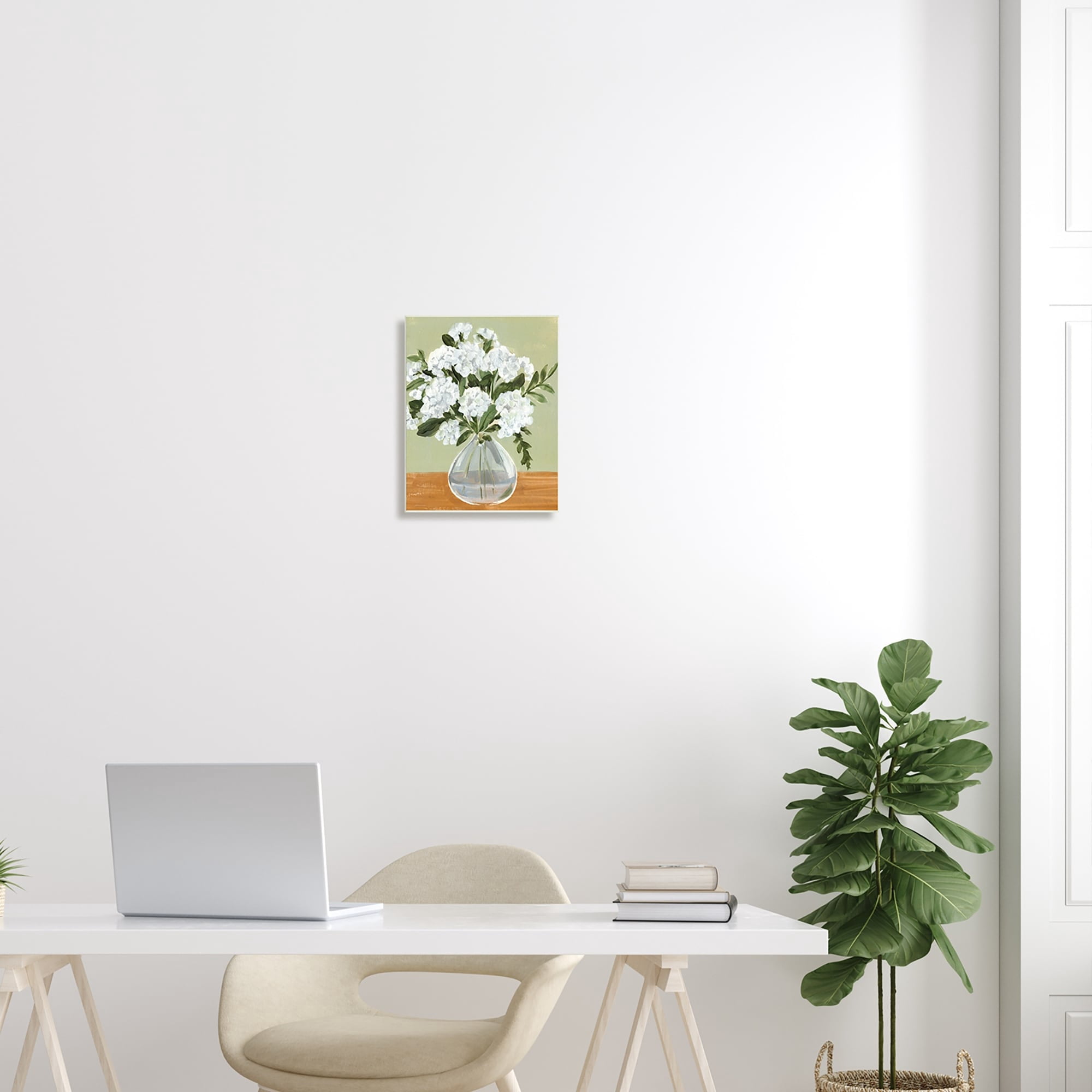 Stupell Industries White Hydrangea Flower Bouquet Vase Still Life Painting Unframed Art Print Wall Art, Design by Annie Warren