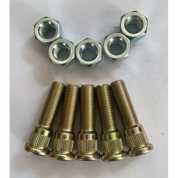 5pcs 1/2"-20 x 2 in. UHL Length 0.61 in. Knurl Press-in Wheel Studs with Lug Nuts Replacement for Dexter 3500-7000lbs Axle Trailer Hub