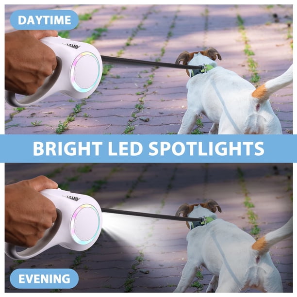 Dog Leash LED Luminous Automatic 360° Retractable, Strong Nylon Tape 16ft Best Dog Leash For Dogs Ergonomic Durable And Tangle Free
