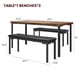 thumbnail image 3 of Yeshouse Juego de mesa de comedor para 4 personas con bancos tapizados, juego compacto de 3 piezas para cocina y comedor, mesa rectangular moderna y sillas para espacios pequeños y apartamentos, 3 of 8