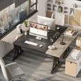 thumbnail image 5 of Bestier 70 Inch Large Computer Desk, Modern Two-Tone Executive Office Desk with Sturdy K-Shaped Metal Frame, Industrial Home Office Writing Desk for Gaming, Studying, and Working, Grey, 5 of 14