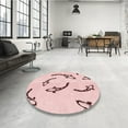 thumbnail image 4 of Ahgly Company Machine Washable Indoor Square Transitional Pink Bubble Gum Pink Area Rugs, 3' Square, 4 of 7