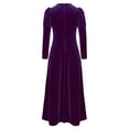 thumbnail image 4 of TiaoBug Kids Girls Renaissance Queen Velvet Vintage Maxi Dress Halloween Medieval Princess Fancy Dress Up Purple 10, 4 of 7