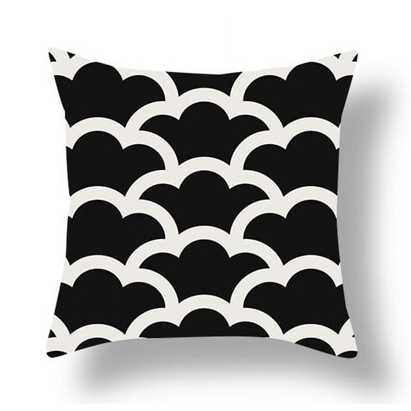 45cm*45cm Creative Black And White Geometric Texture Pillowcase Super Soft Flower Short Plush Single And Double-sided Pillow cover