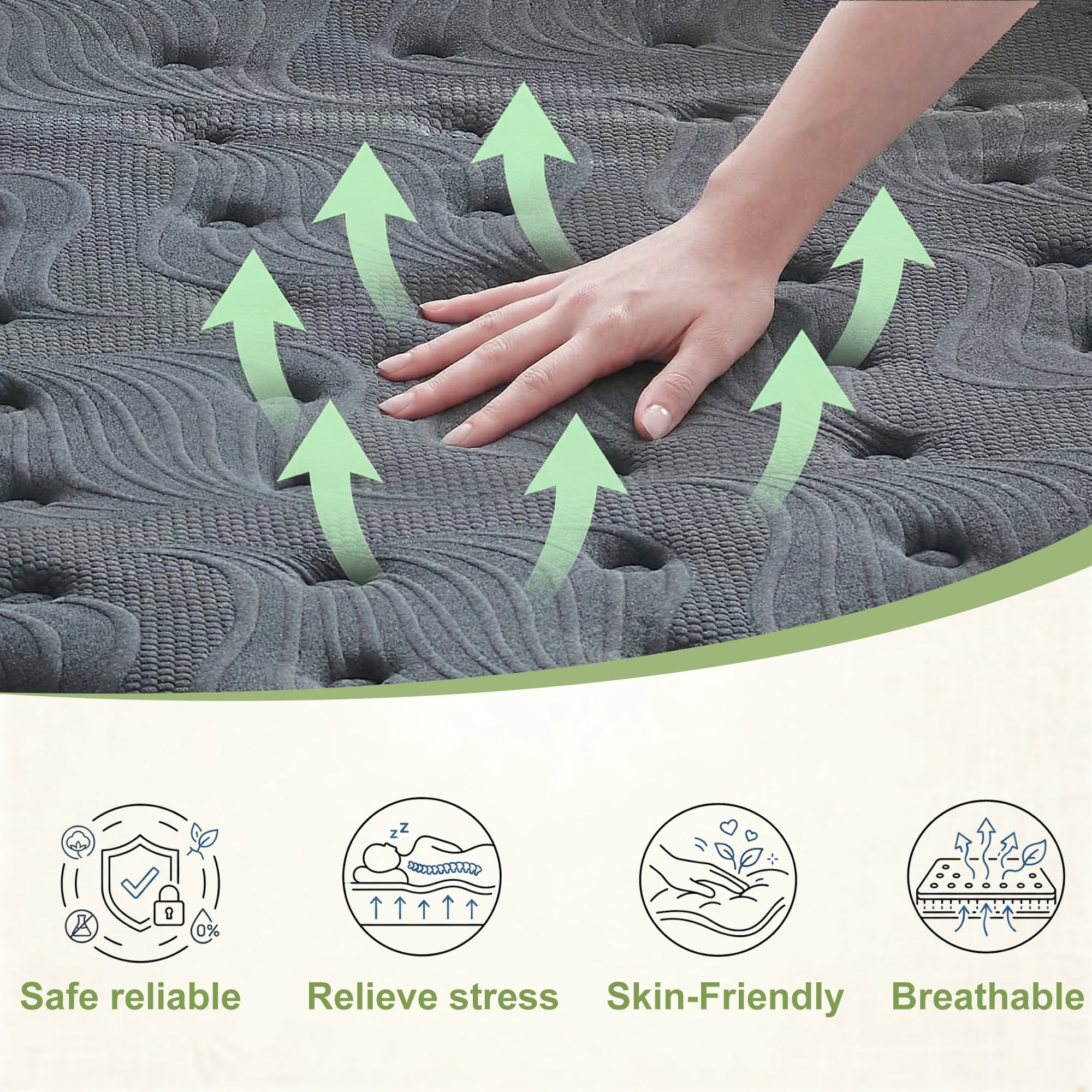Actoroom 14 inch Memory Foam Mattress King Size in a Box, Medium Firm King Hybrid Mattress with Individual Pocket Spring,Black,CertiPUR-US