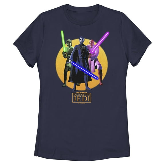 Women's Star Wars: Tales of the Jedi Lightsaber Jedis Graphic Tee Navy Blue Medium