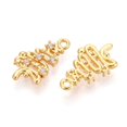 thumbnail image 2 of 20 pc Brass Micro Pave Cubic Zirconia Pendants Tree Long-Lasting Plated Nickel Free Real 18K Gold Plated 17x9.5~10x2mm Hole: 1.4mm, 2 of 3
