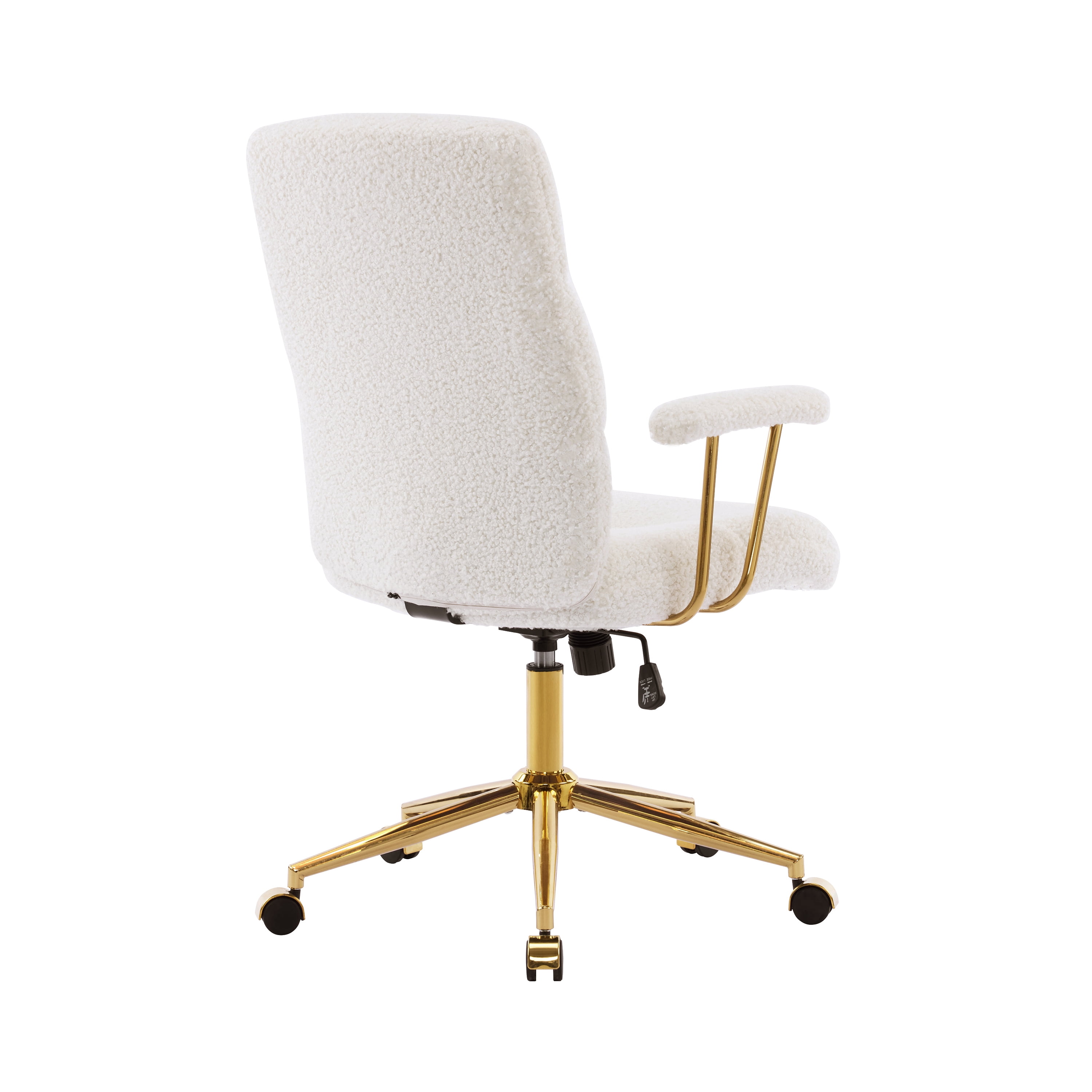 Techni Mobili Elegant Textured Boucle White and Gold Office Chair, RTA-3270C-WHT