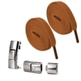 thumbnail image 2 of rygai 2Pcs No Tie Shoelaces Heavy Duty Quick Release Press Lock Lazy Shoe Lace with Metal Lock Buckle for Kids Adults Elderly,Brown, 2 of 8