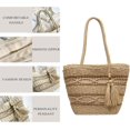 thumbnail image 4 of Kukuzhu Straw Beach Bag, Summer Woven Tote Bag with Tassels Shoulder Handbag Straw Purses and Handbags for Women, 4 of 7