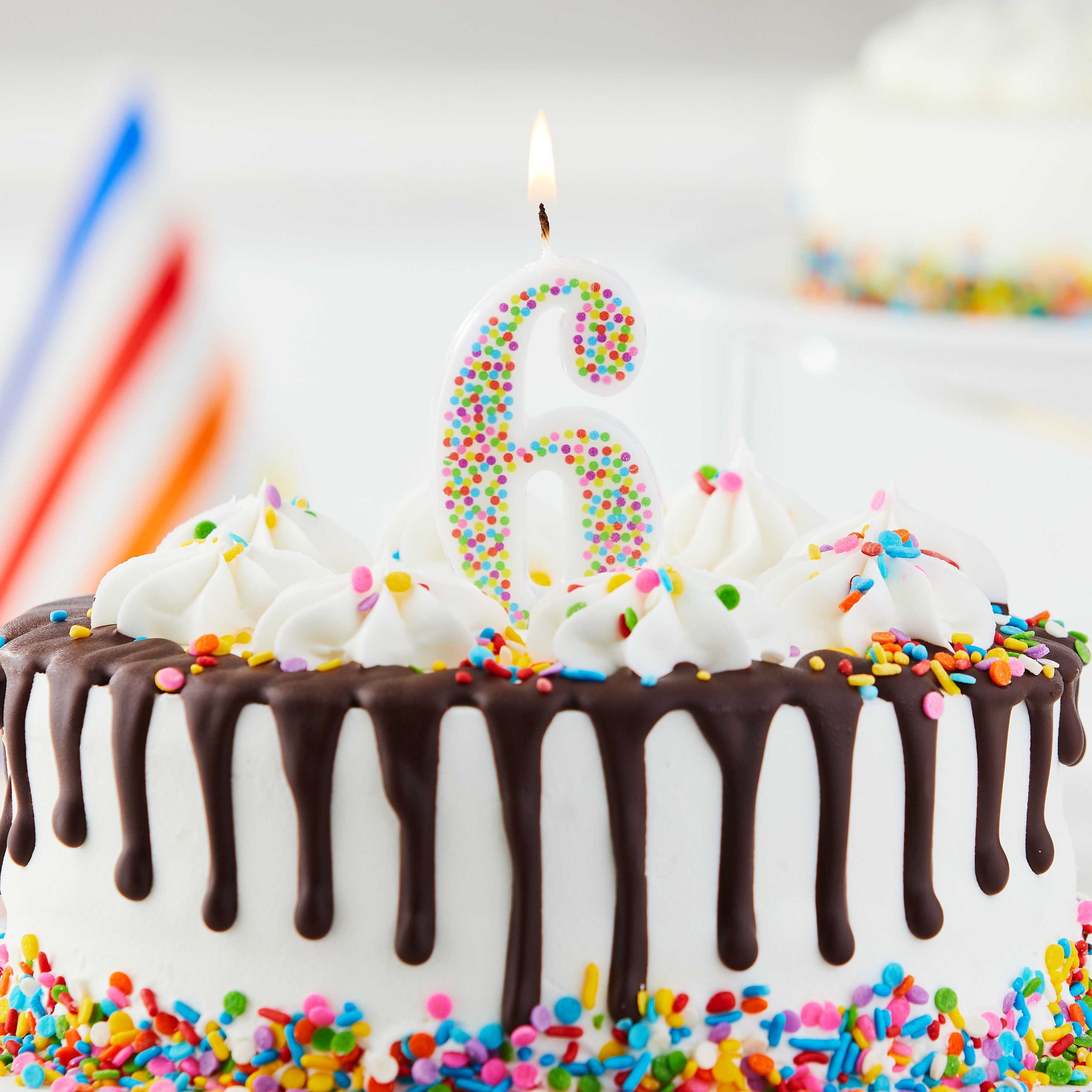 Great Value Birthday Party Candle, Multicolor, Number 6