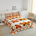 thumbnail image 4 of Thanksgiving Comforter Set Women Fall Decor Bedding Queen Size Autumn Harvest Decoration Bedding Comforter Sets Rustic Farm Maple Leaves Pumpkin Duvet Insert Geometry Stripe Print Quilt, 4 of 5