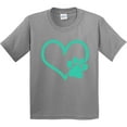 thumbnail image 3 of Inktastic Teal Heart with Paw Print Youth T-Shirt, 3 of 5